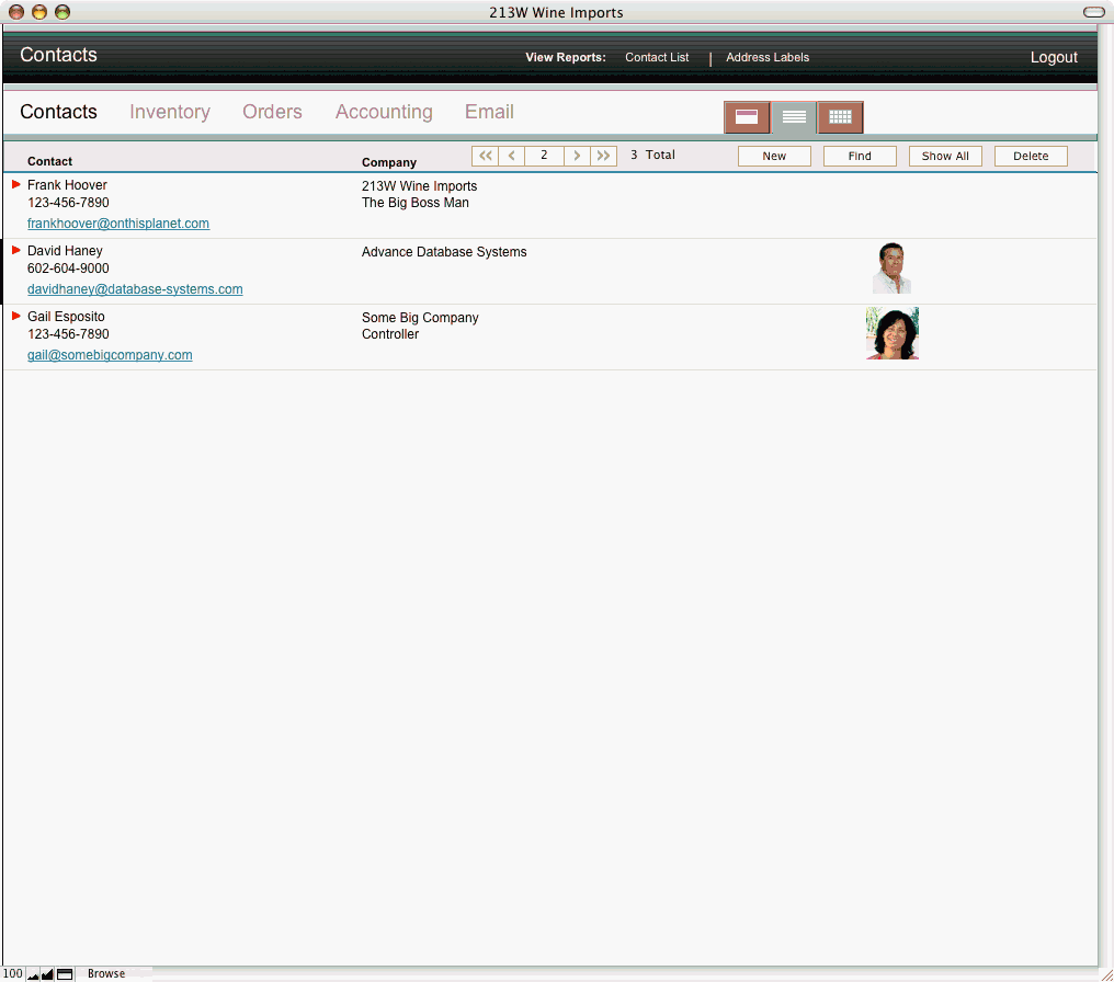 Contacts (List View)