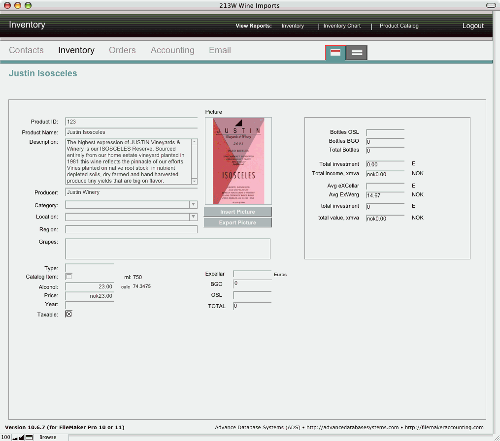 Inventory Detail View
