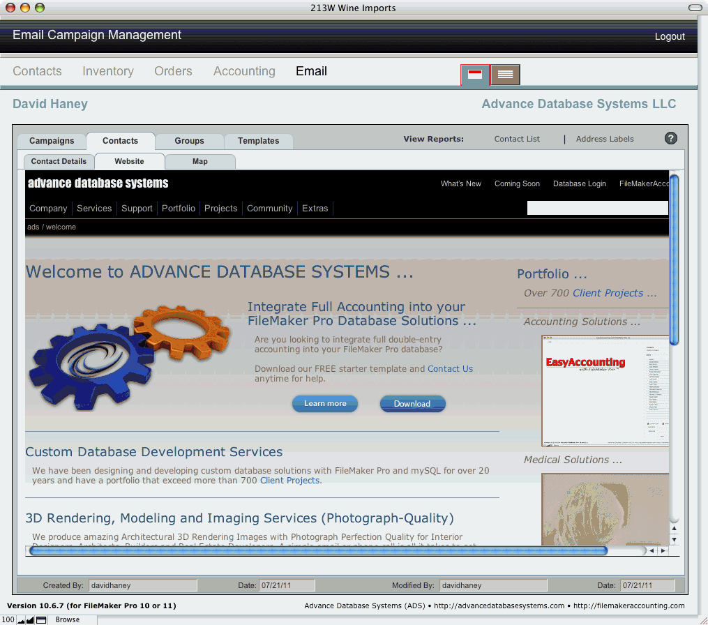 Contacts Website