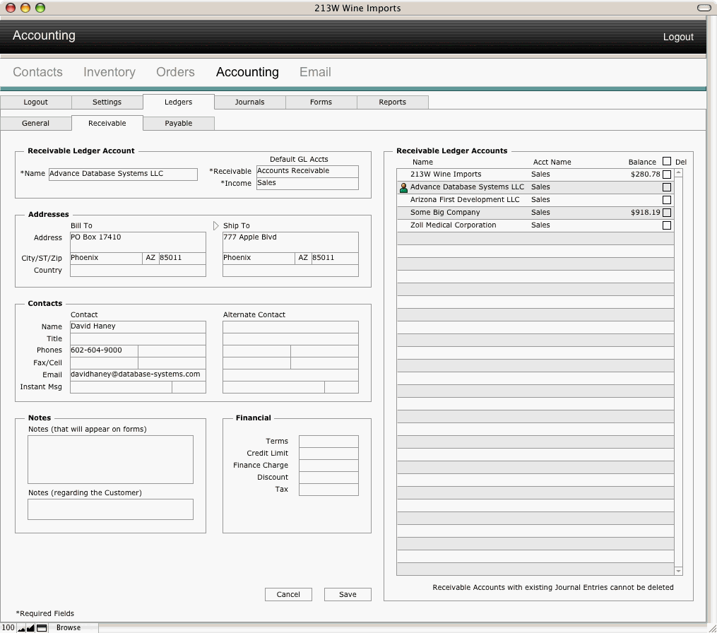 Receivable Ledger