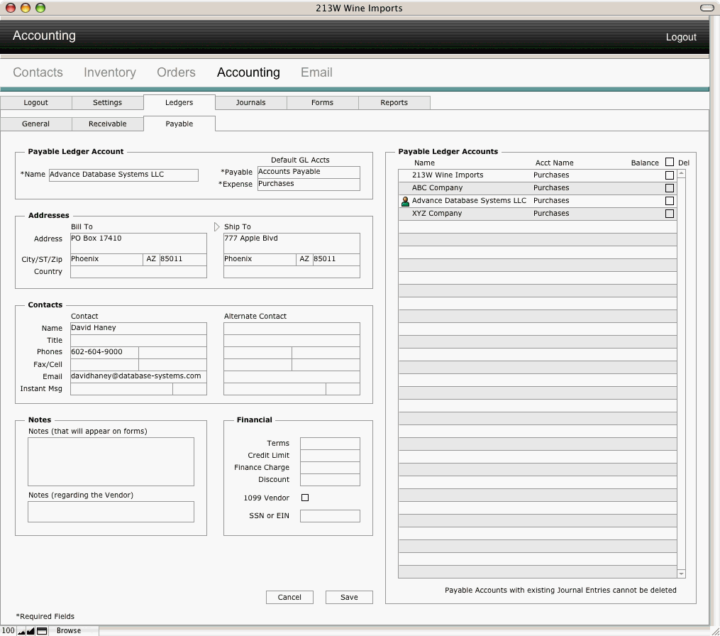 Payable Ledger