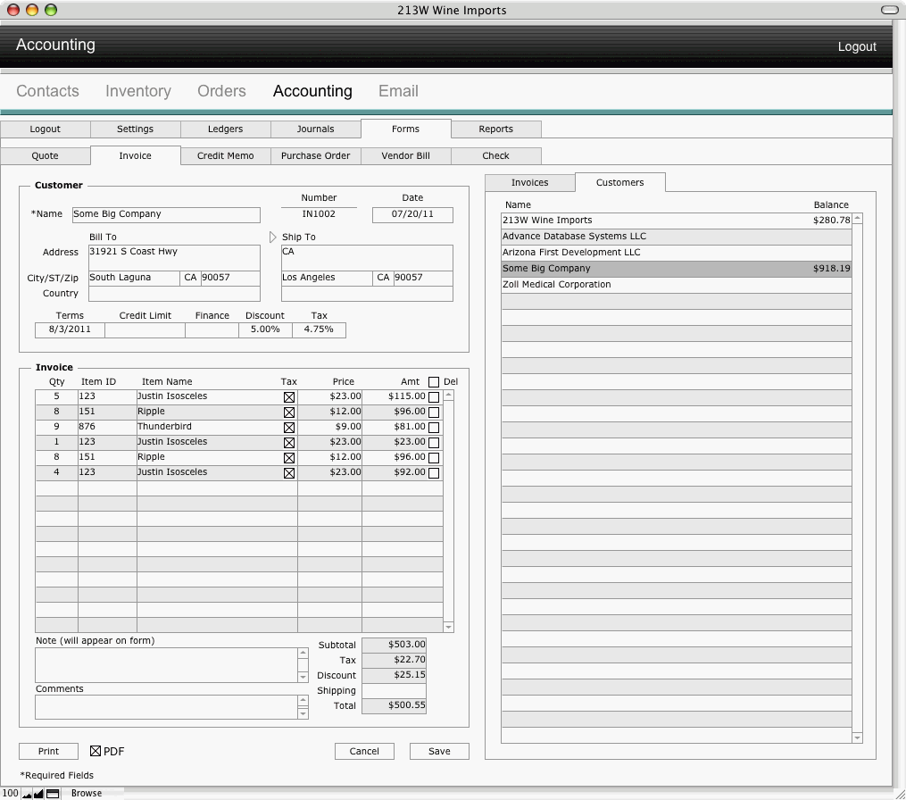 Sales Journal