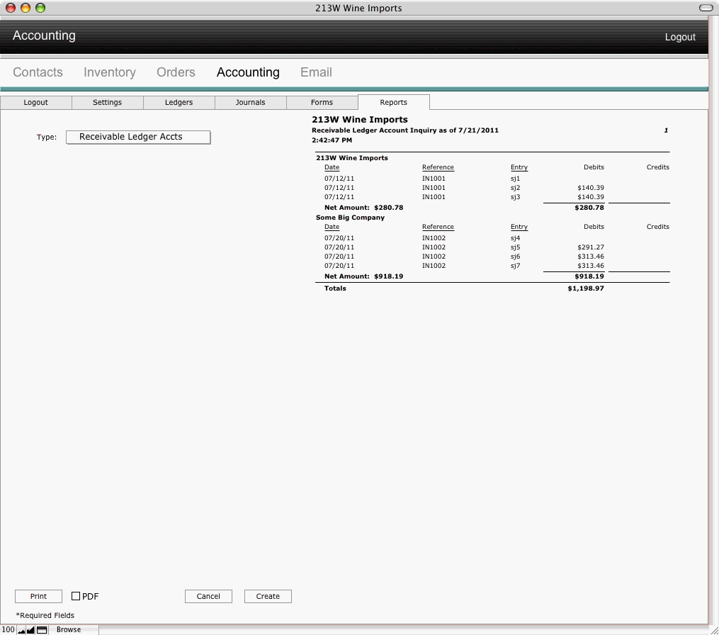 Receivable Ledger Account Inquiry