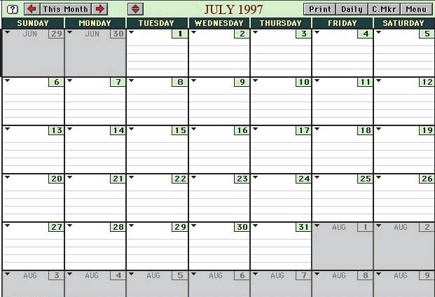 Abbott Printing Monthly Calendar Screen