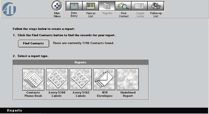 AccounTrac Reports Screen