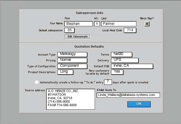 Salesperson Information