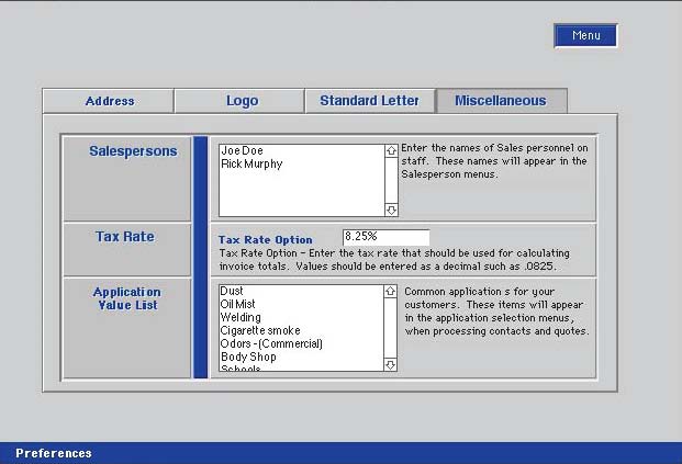 Preferences Miscellaneous Page