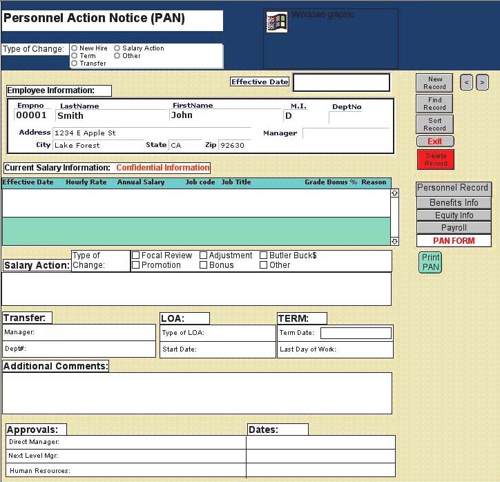 Personnel Action Notice