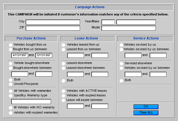 Marketing Campaign Defining Actions