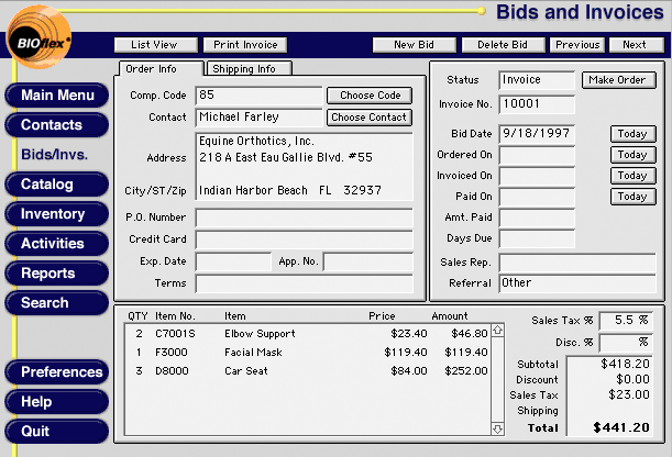 Bids and Invoices