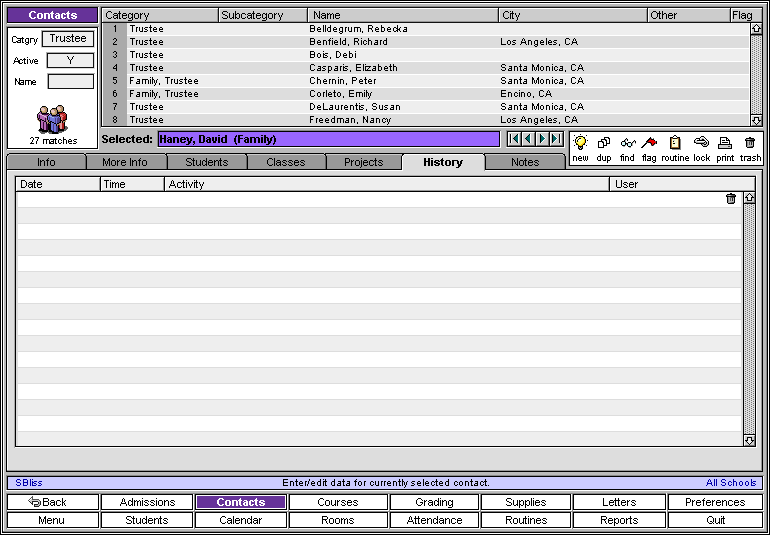 Contacts History