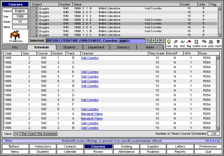 Courses Schedules