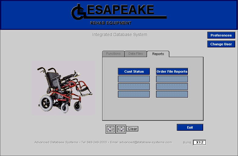 Main Menu (Reports)