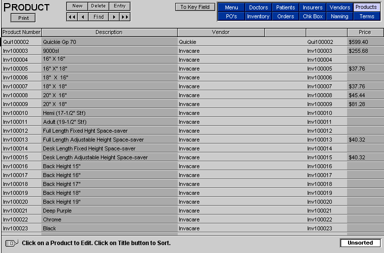 Products List