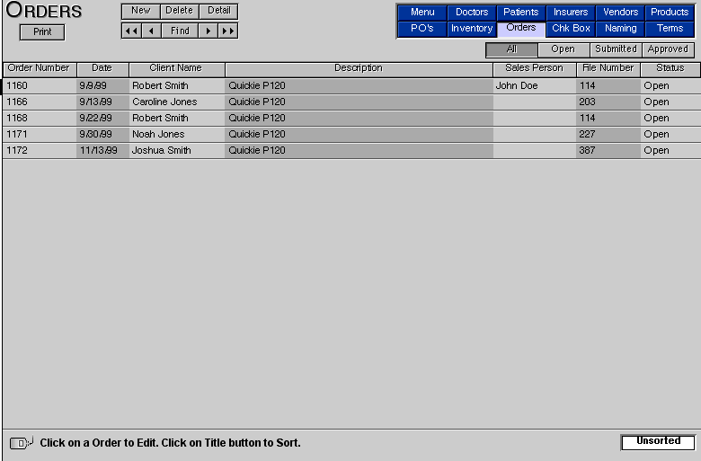 Orders List