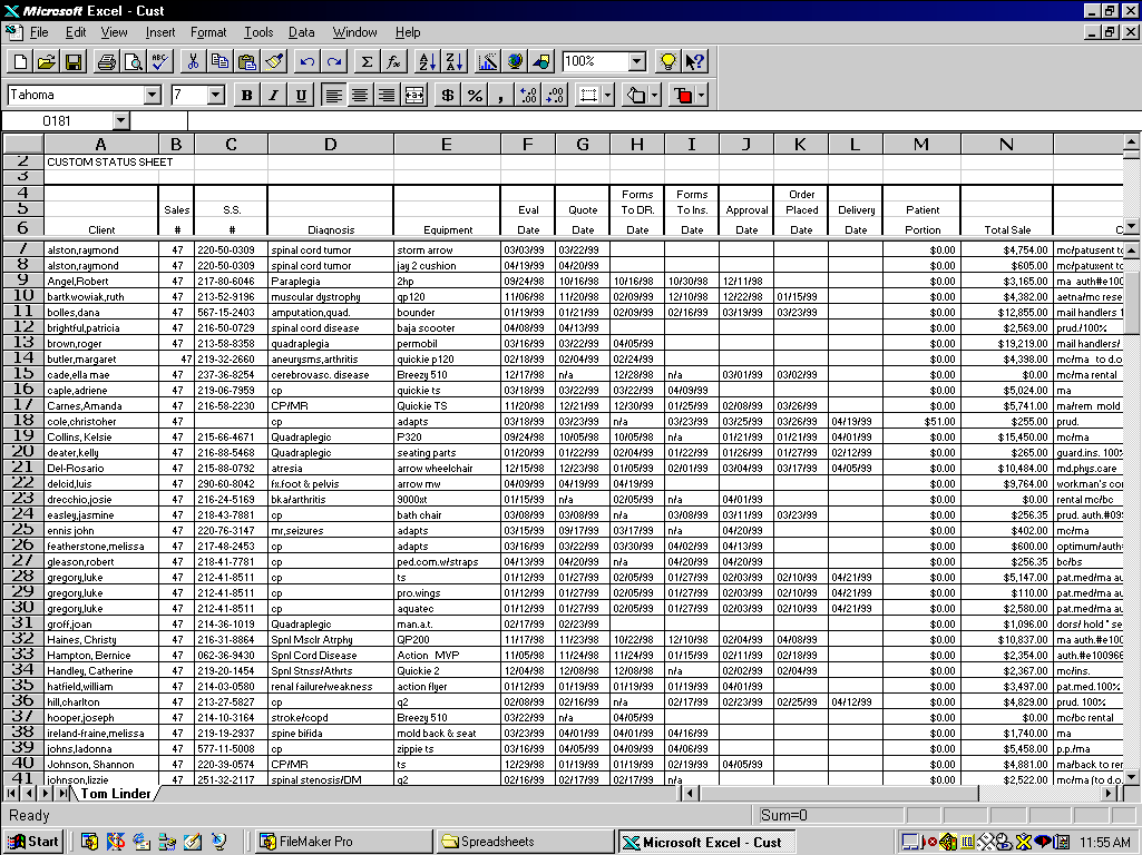 Reports Submenu (Customers)