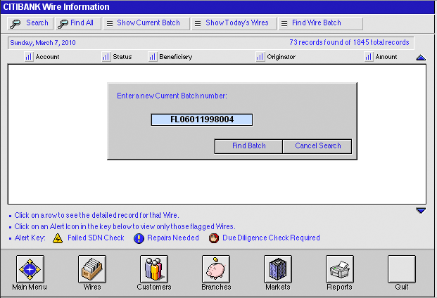 Wire Information Batch Search