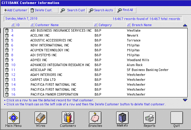 Customer Information List
