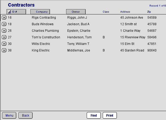 Contractor List