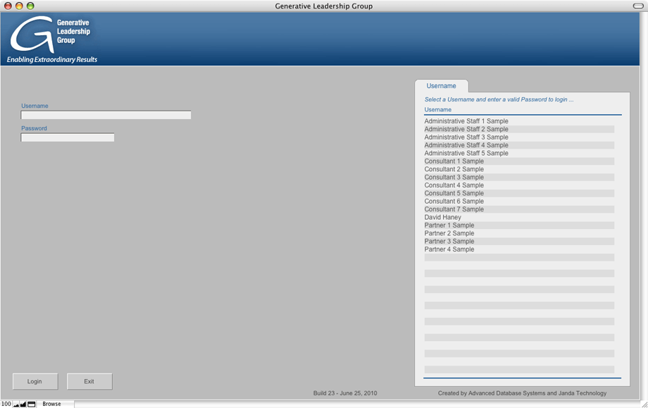 Login (Blank) Screen