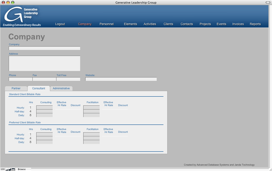 Company Consultant Screen