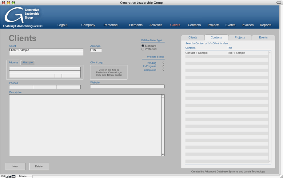 Clients Contacts Screen