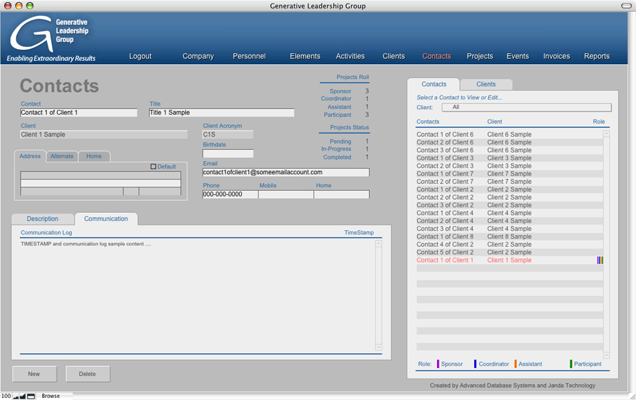 Contacts Communication Screen