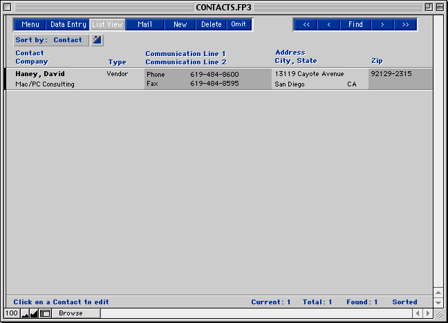 Contacts List View