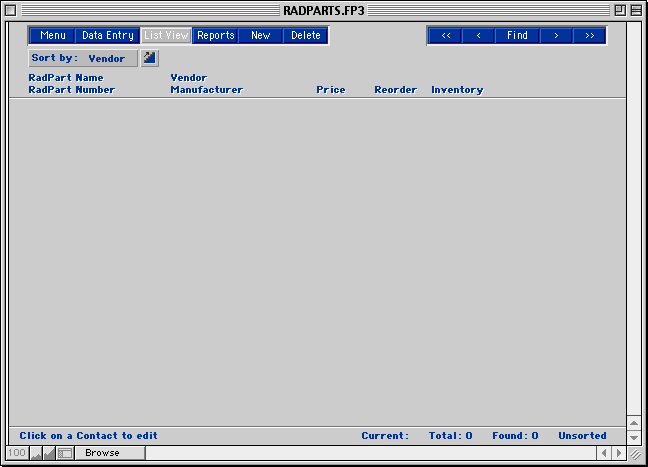 Parts List View