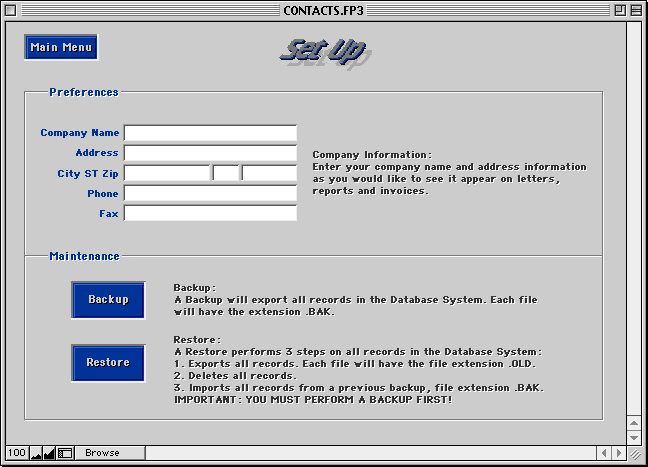 Preferences And Maintenance