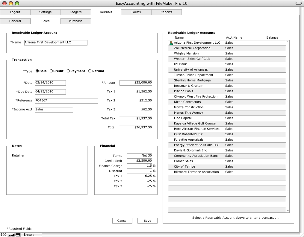 Sales Journal