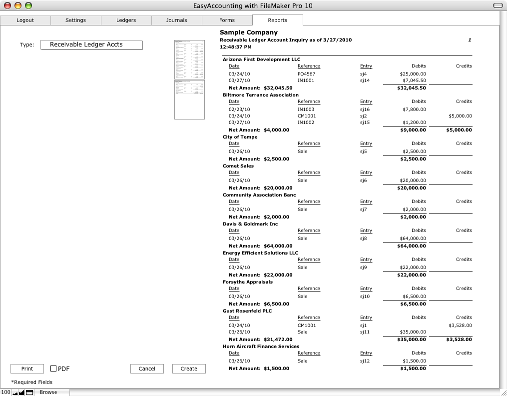Receivable Ledger Accounts