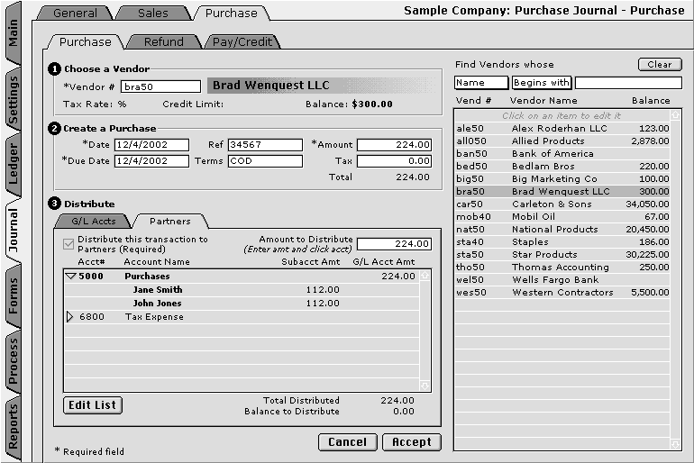 Purchase Journal Purchase Transaction with Tracking