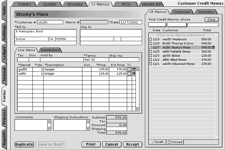Credit Memo