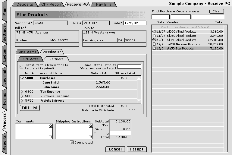 Receive and Process a Purchase