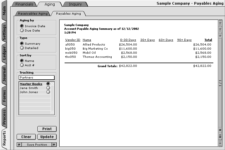 Accounts Payable Aging Report